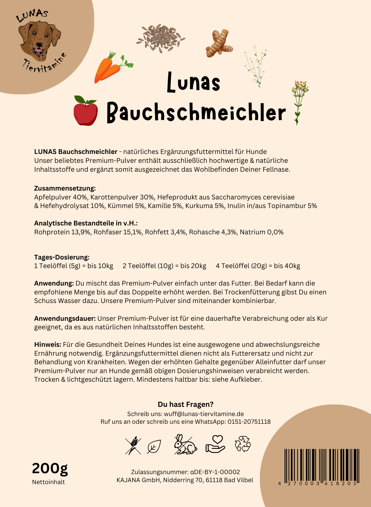 Zusammensetzung Lunas Bauchschmeichler